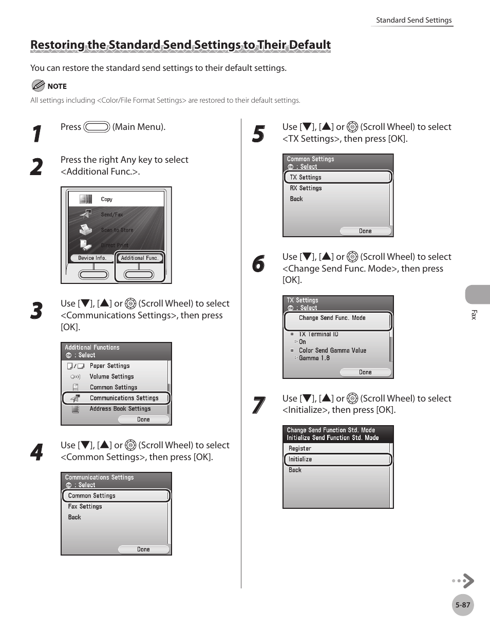 Restoring the standard send settings, To their default -87 | Canon Color imageCLASS MF9280Cdn User Manual | Page 308 / 548