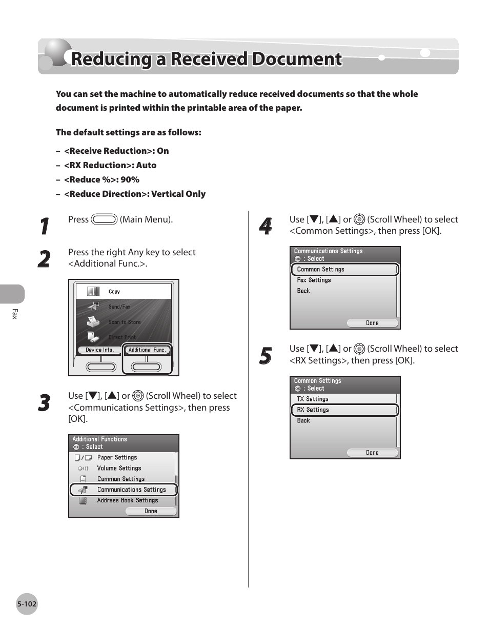 Reducing a received document, Reducng a receved document -102, Reducing a received document -102 | Canon Color imageCLASS MF9280Cdn User Manual | Page 323 / 548