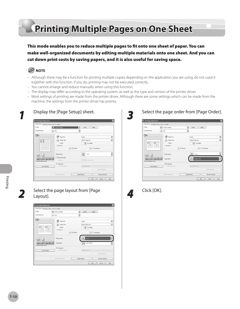 Printing multiple pages on one sheet | Canon Color imageCLASS MF9280Cdn User Manual | Page 391 / 548