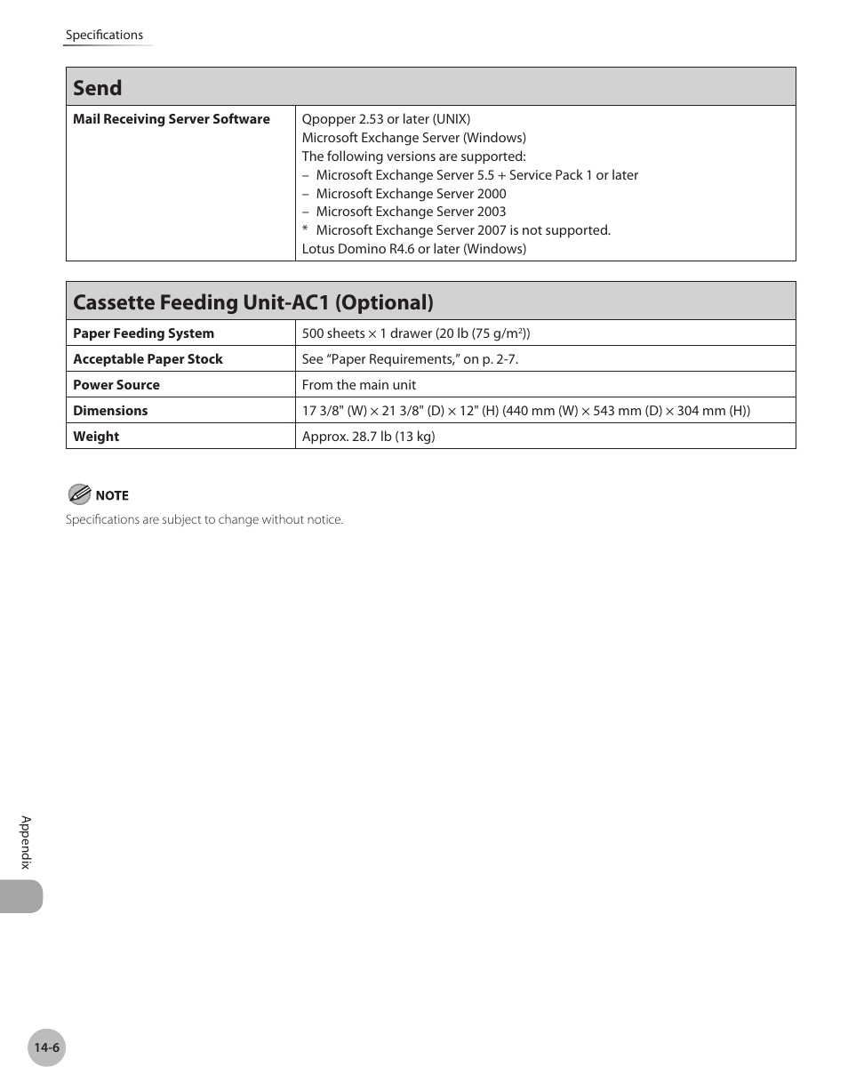 Cassette feeding unit-ac1 (optional) -6, Send, Cassette feeding unit-ac1 (optional) | Canon Color imageCLASS MF9280Cdn User Manual | Page 541 / 548