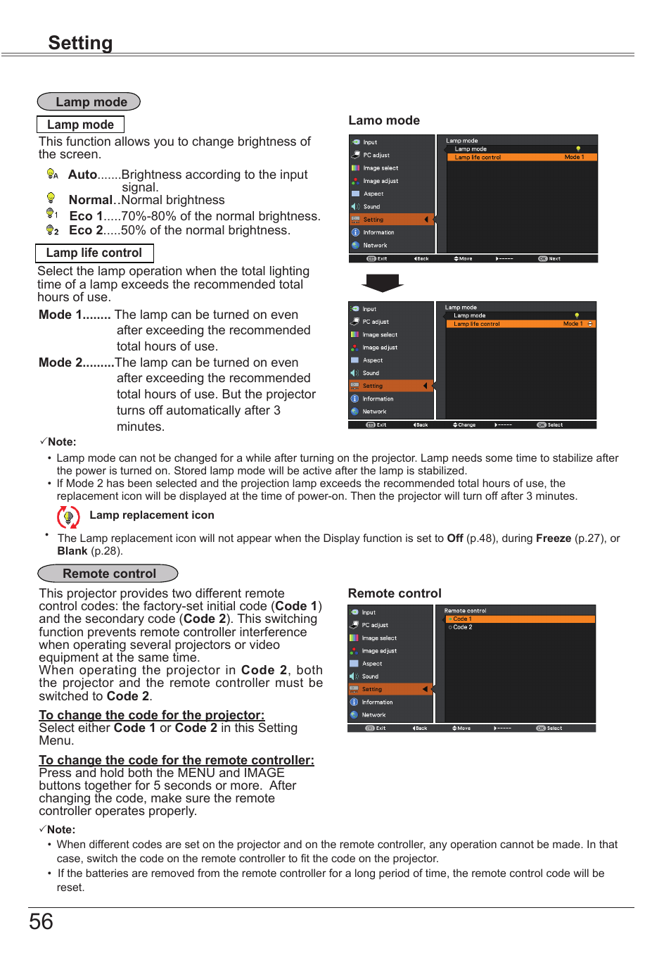 Setting | Canon LV-8320 User Manual | Page 56 / 81