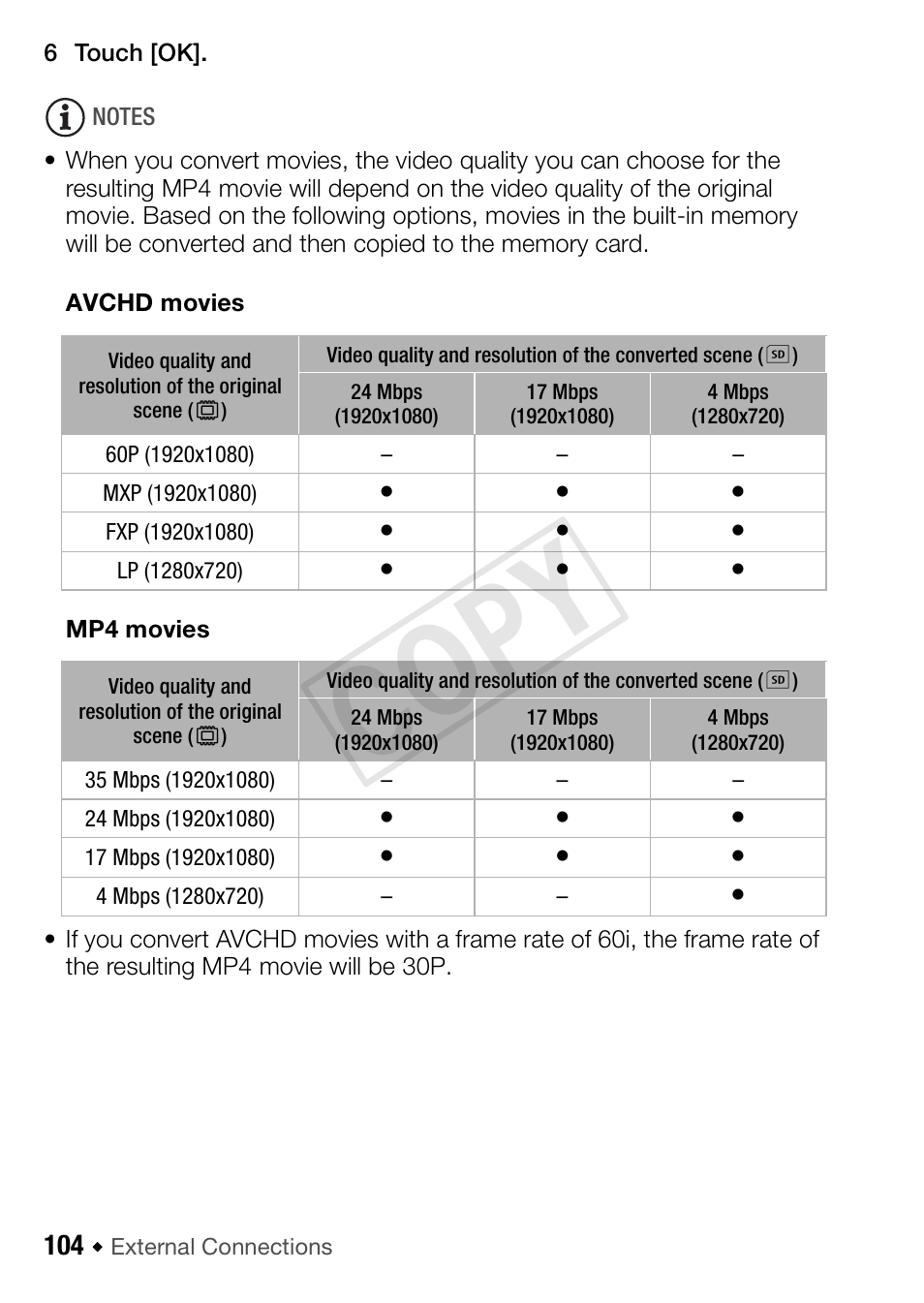 Cop y | Canon VIXIA HF R52 User Manual | Page 104 / 200