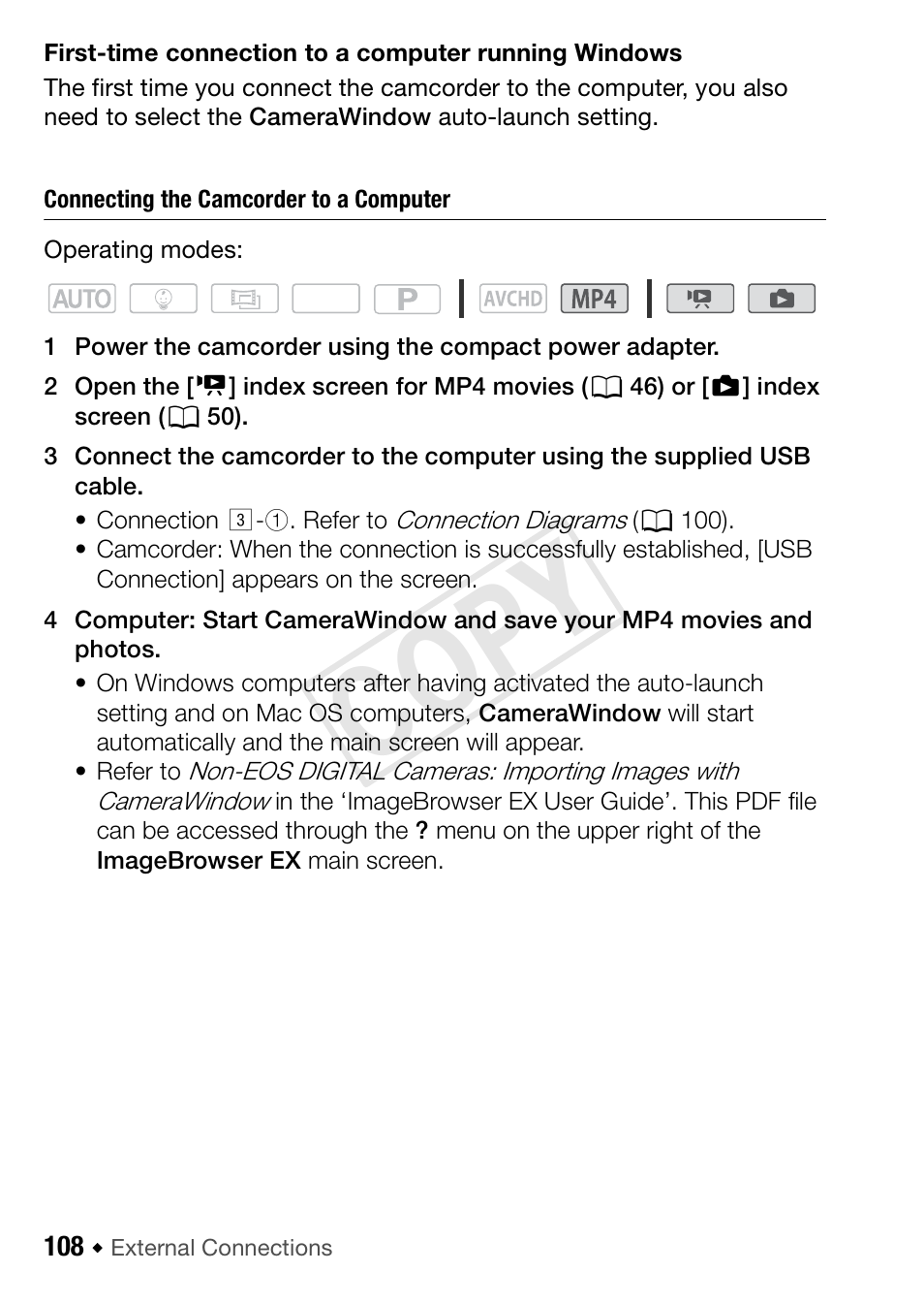 Cop y | Canon VIXIA HF R52 User Manual | Page 108 / 200