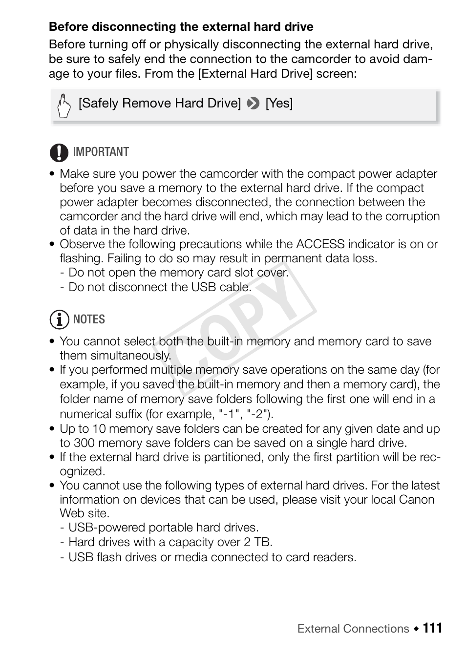 Cop y | Canon VIXIA HF R52 User Manual | Page 111 / 200