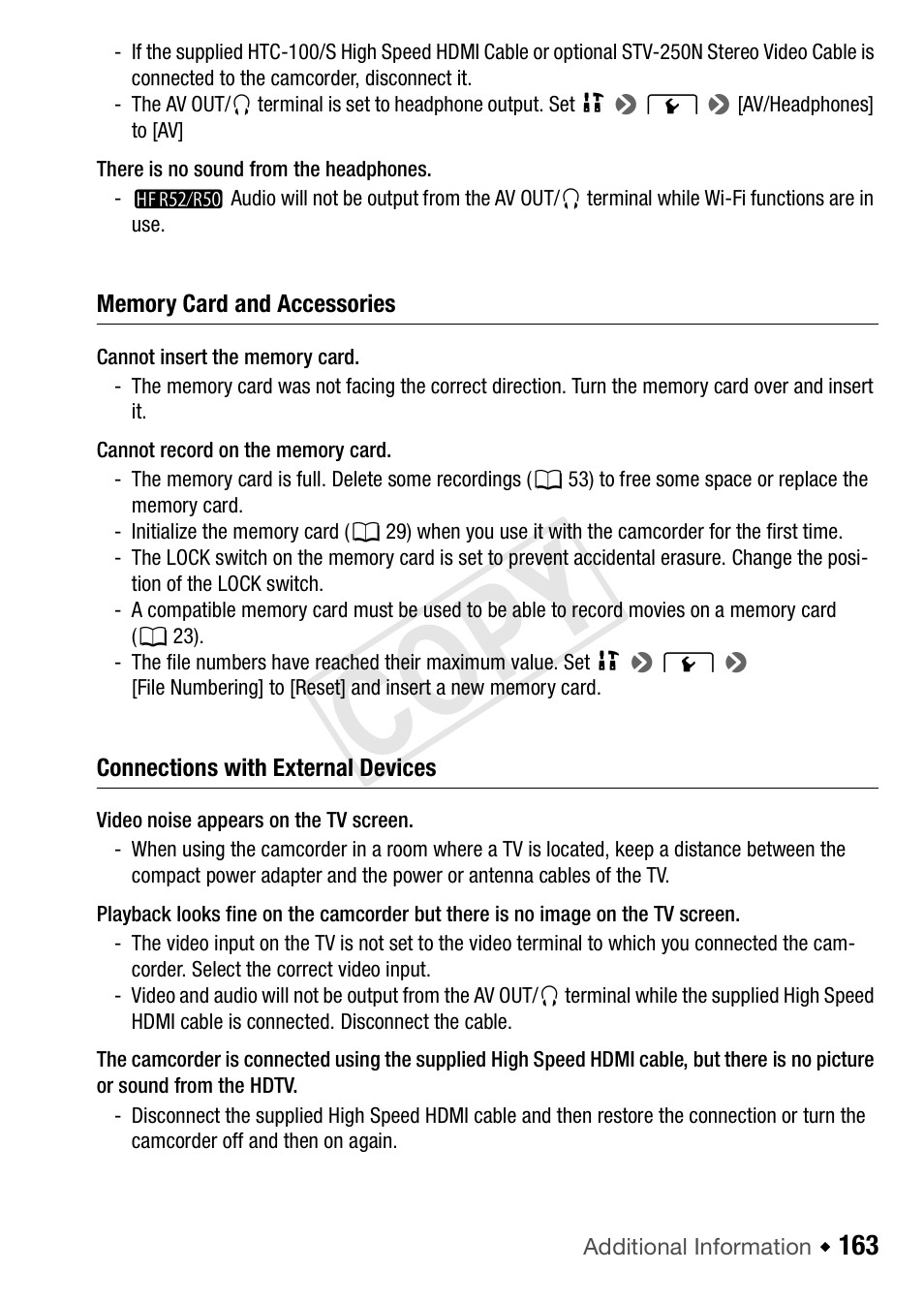 Cop y | Canon VIXIA HF R52 User Manual | Page 163 / 200