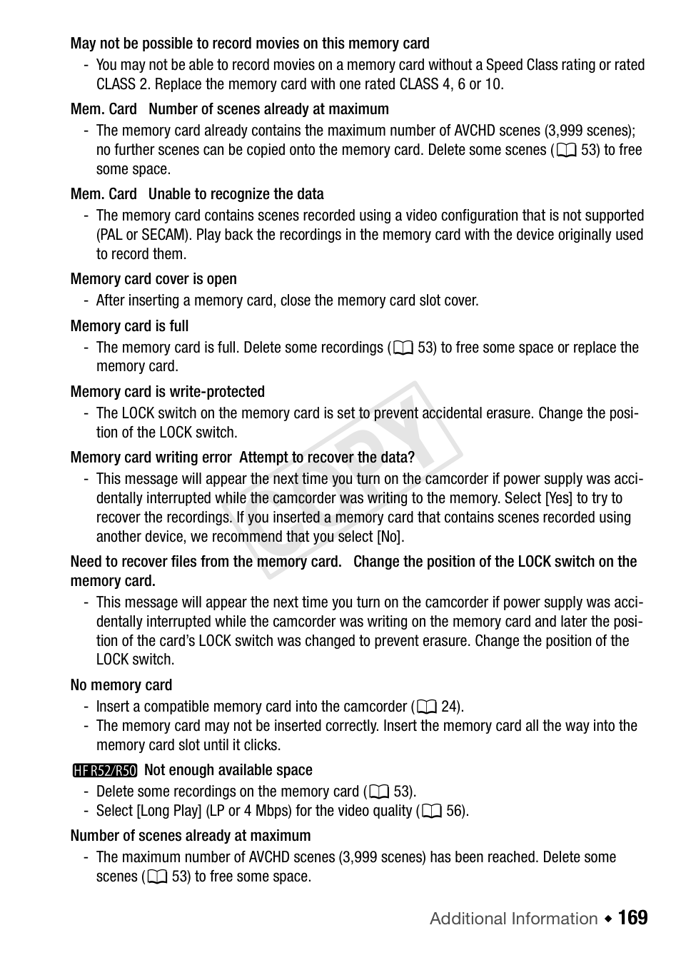 Cop y | Canon VIXIA HF R52 User Manual | Page 169 / 200