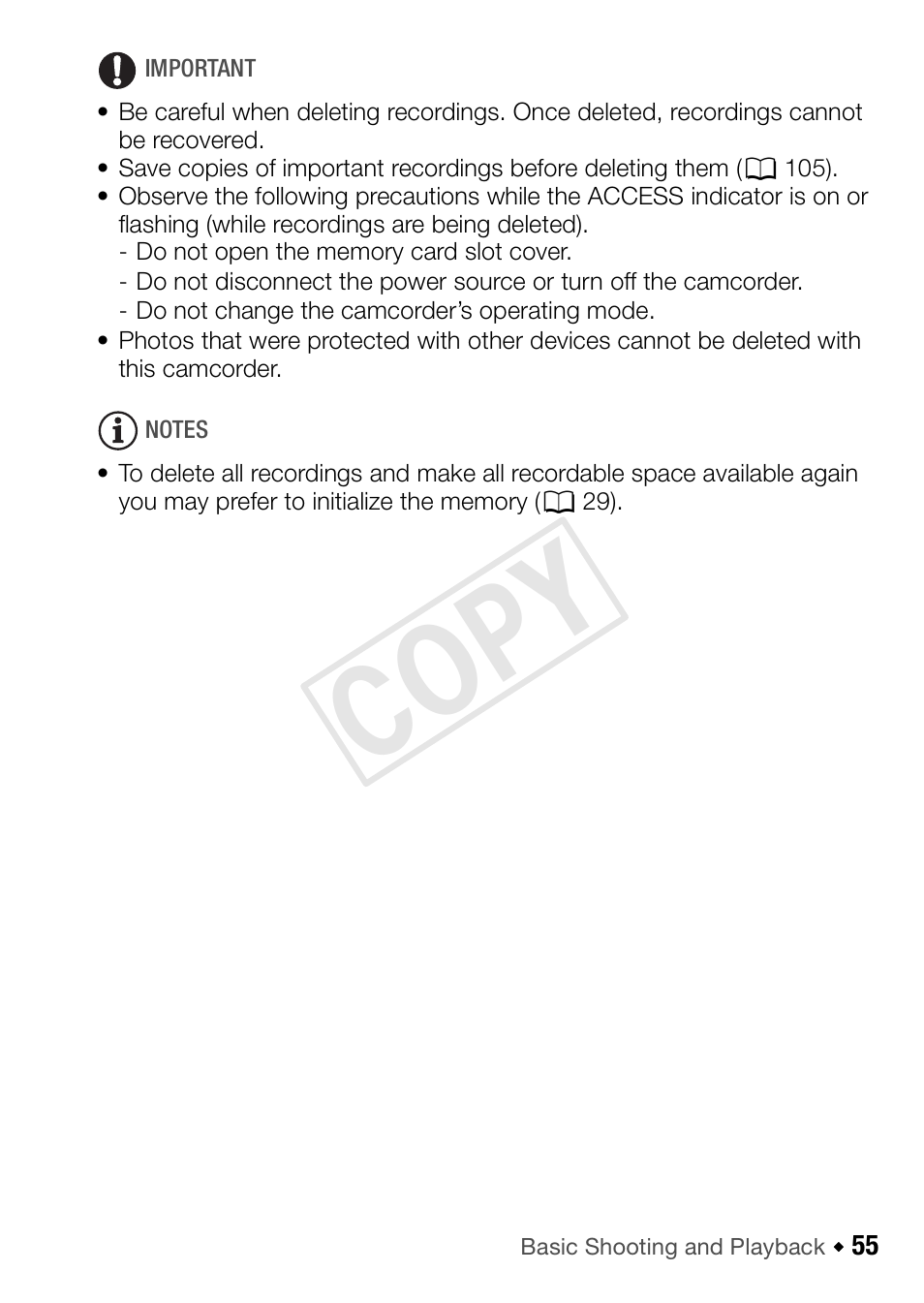 Cop y | Canon VIXIA HF R52 User Manual | Page 55 / 200