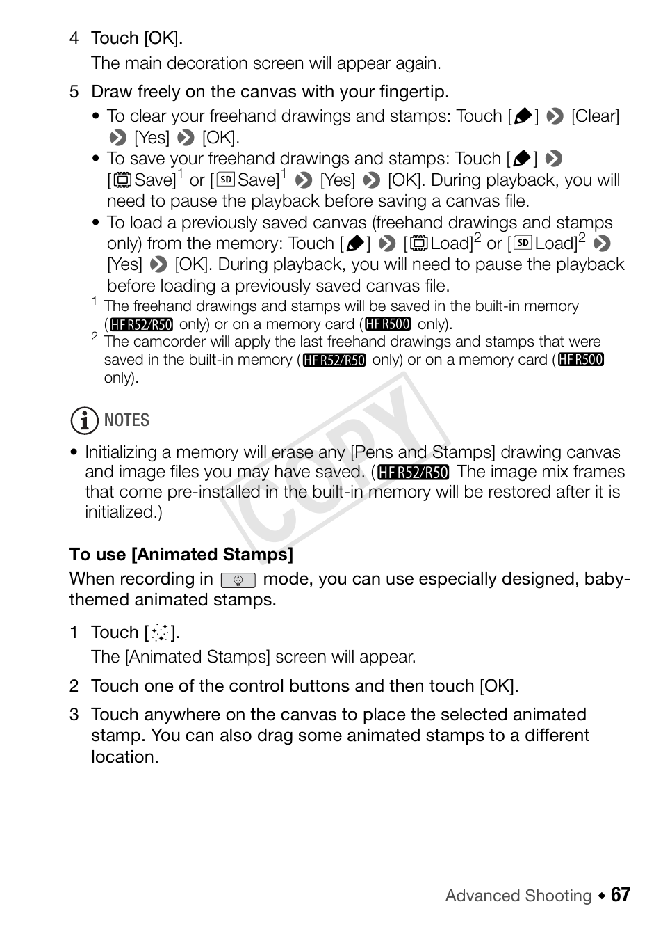 Cop y | Canon VIXIA HF R52 User Manual | Page 67 / 200