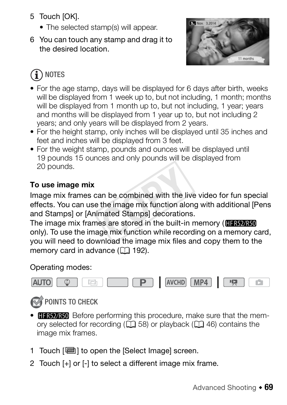 Cop y | Canon VIXIA HF R52 User Manual | Page 69 / 200