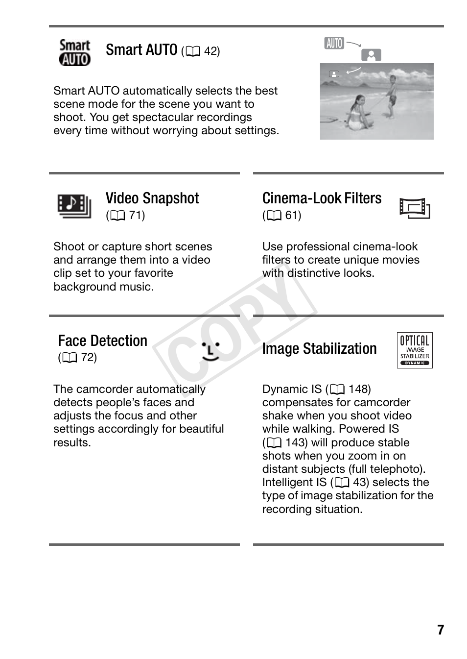 Cop y | Canon VIXIA HF R52 User Manual | Page 7 / 200