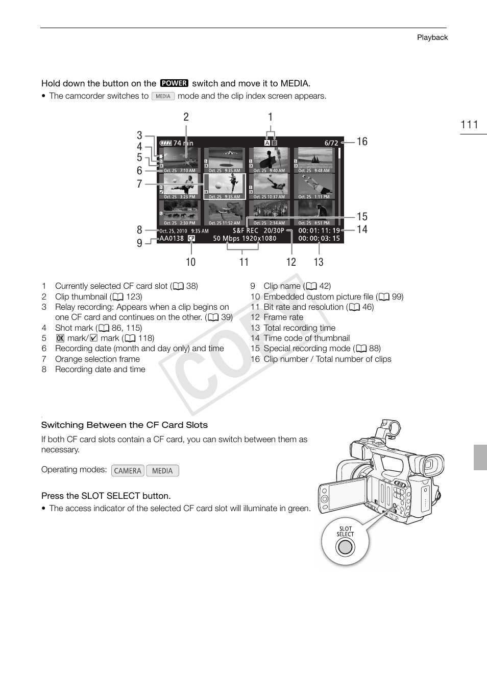 Cop y | Canon XF105 User Manual | Page 111 / 186