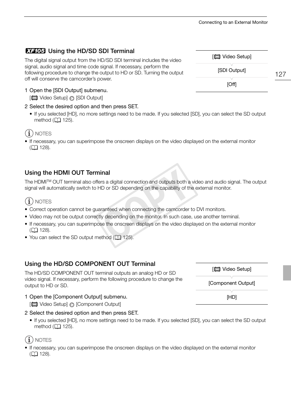 Terminal 127, Cop y | Canon XF105 User Manual | Page 127 / 186
