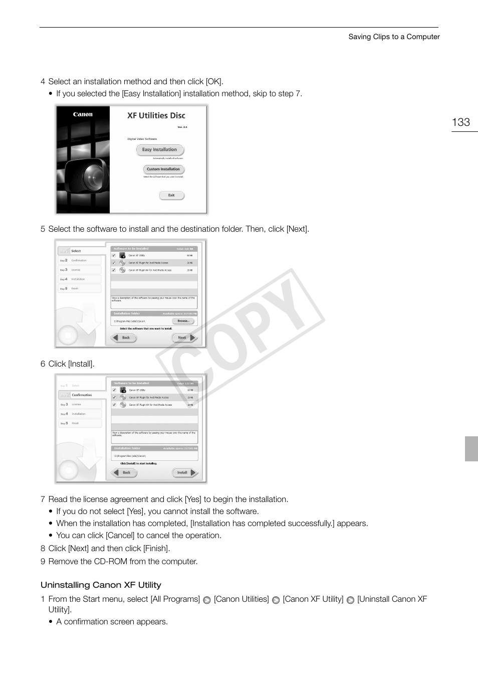 Cop y | Canon XF105 User Manual | Page 133 / 186