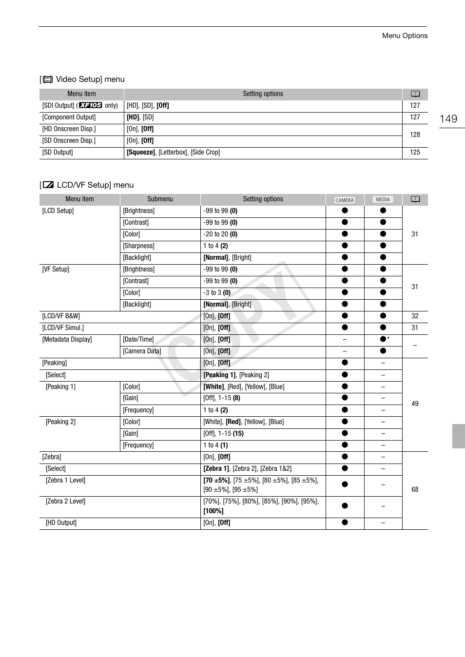 Cop y | Canon XF105 User Manual | Page 149 / 186