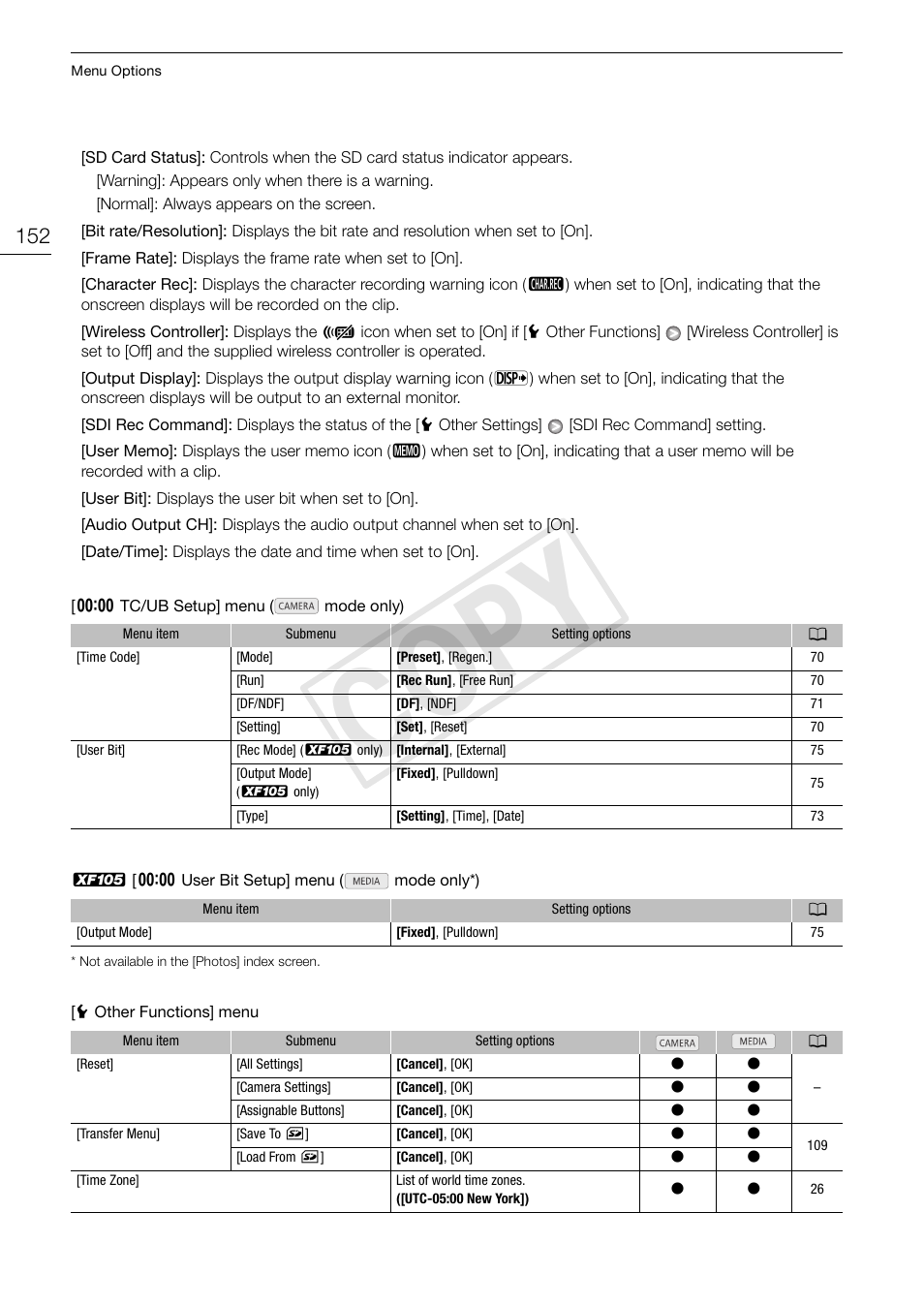Cop y | Canon XF105 User Manual | Page 152 / 186