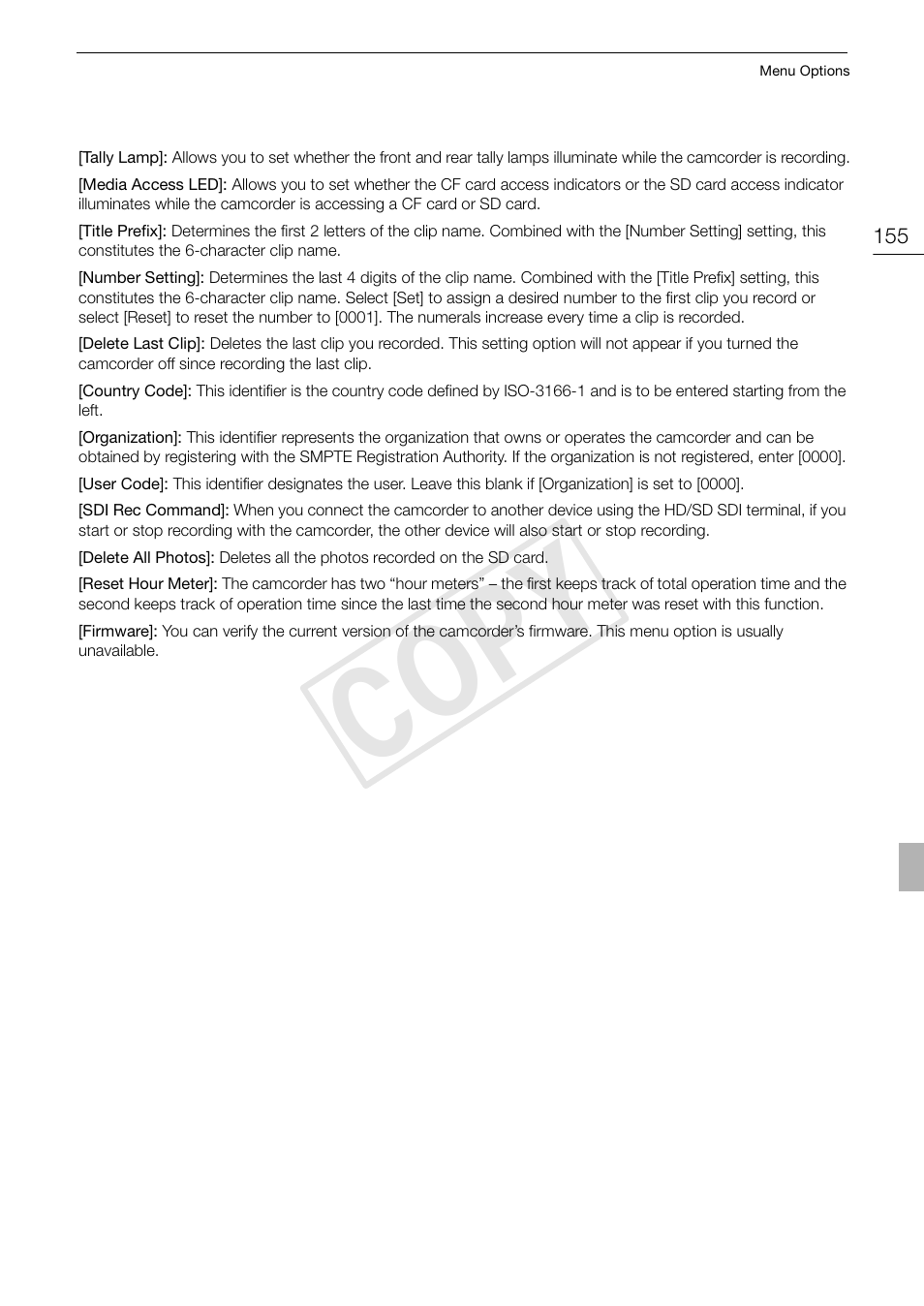 Cop y | Canon XF105 User Manual | Page 155 / 186