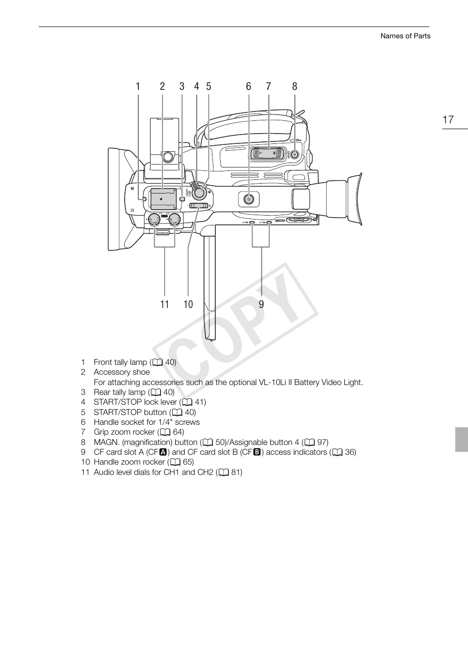 Cop y | Canon XF105 User Manual | Page 17 / 186