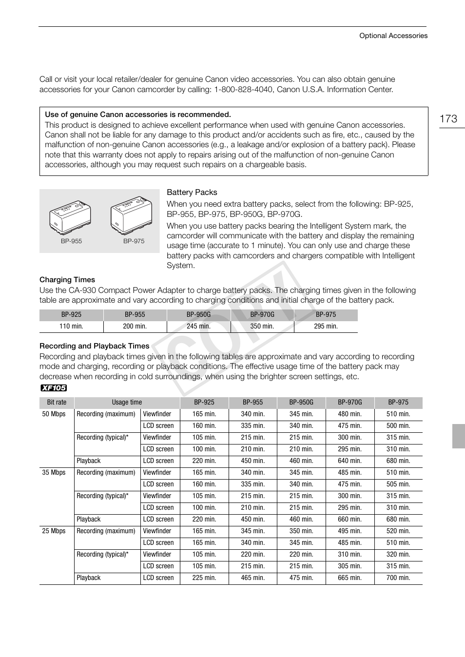 Cop y | Canon XF105 User Manual | Page 173 / 186