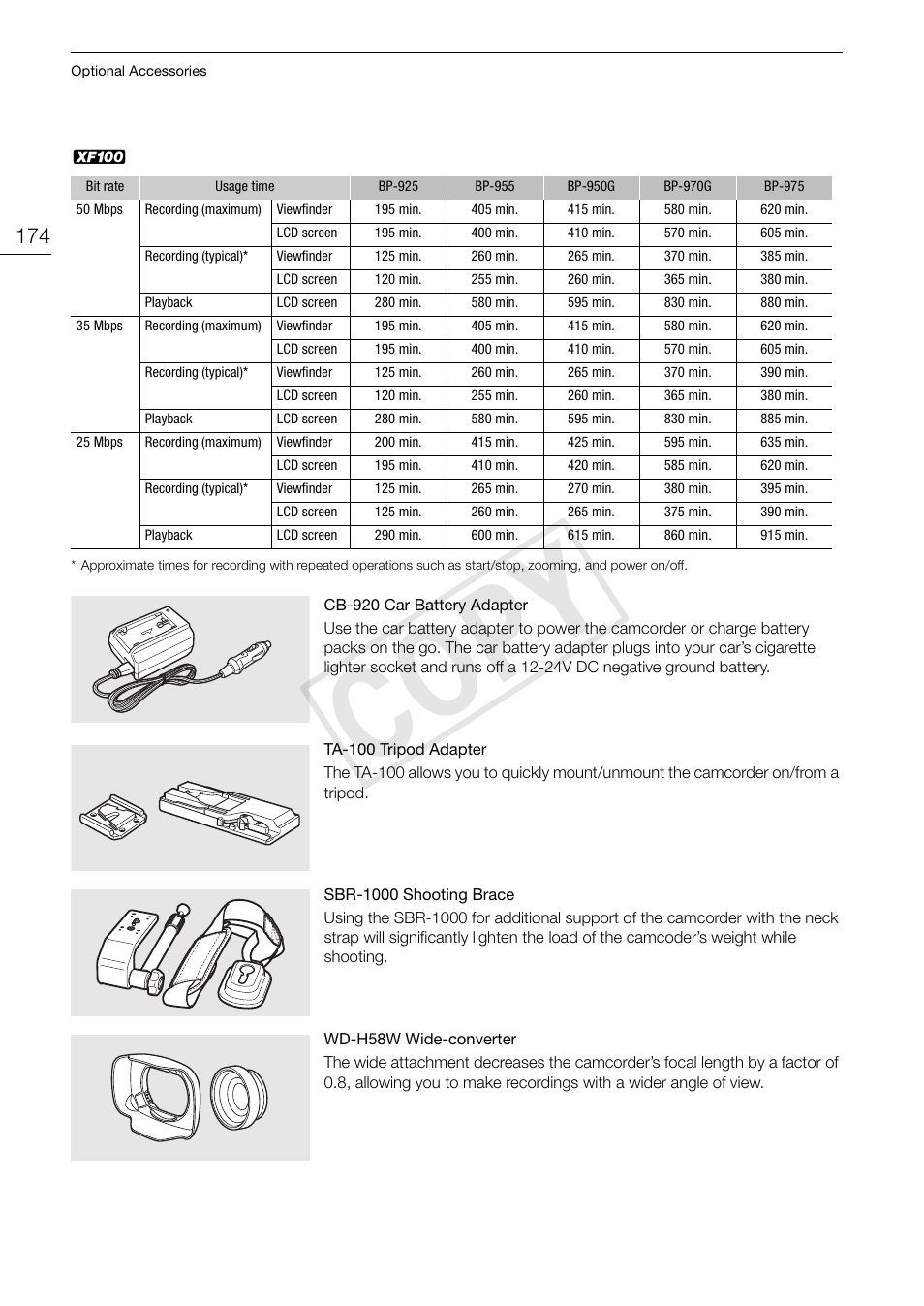 Cop y | Canon XF105 User Manual | Page 174 / 186