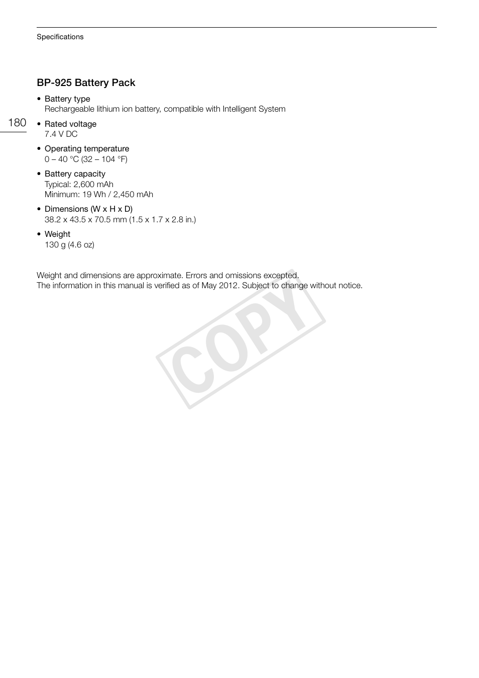 Cop y | Canon XF105 User Manual | Page 180 / 186