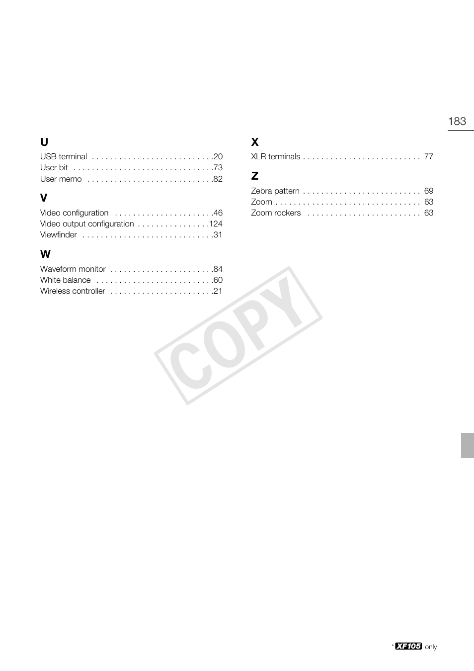 Cop y | Canon XF105 User Manual | Page 183 / 186