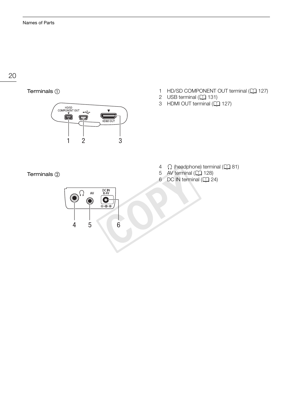 Cop y | Canon XF105 User Manual | Page 20 / 186