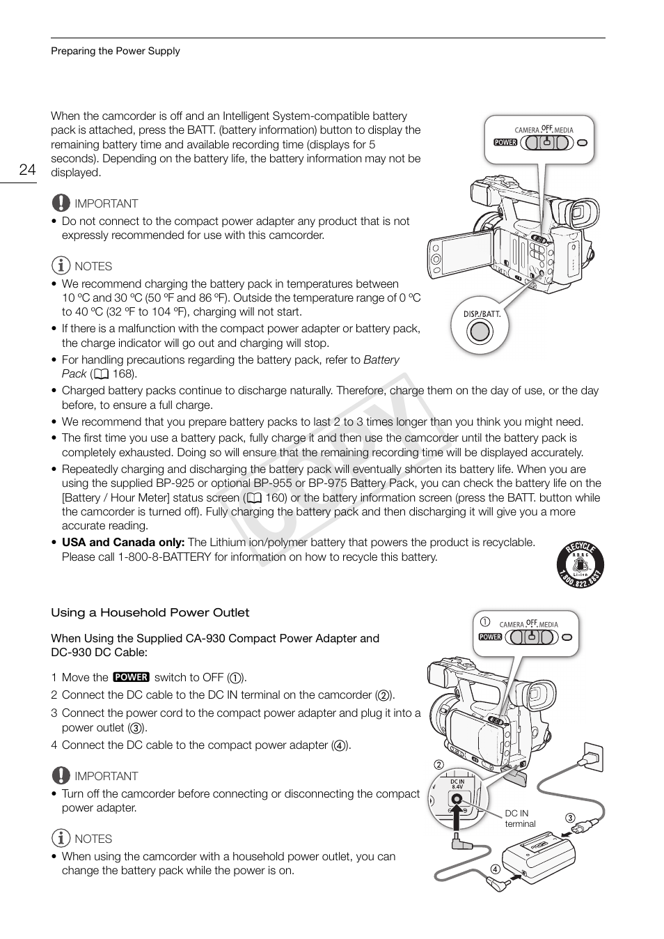 Cop y | Canon XF105 User Manual | Page 24 / 186
