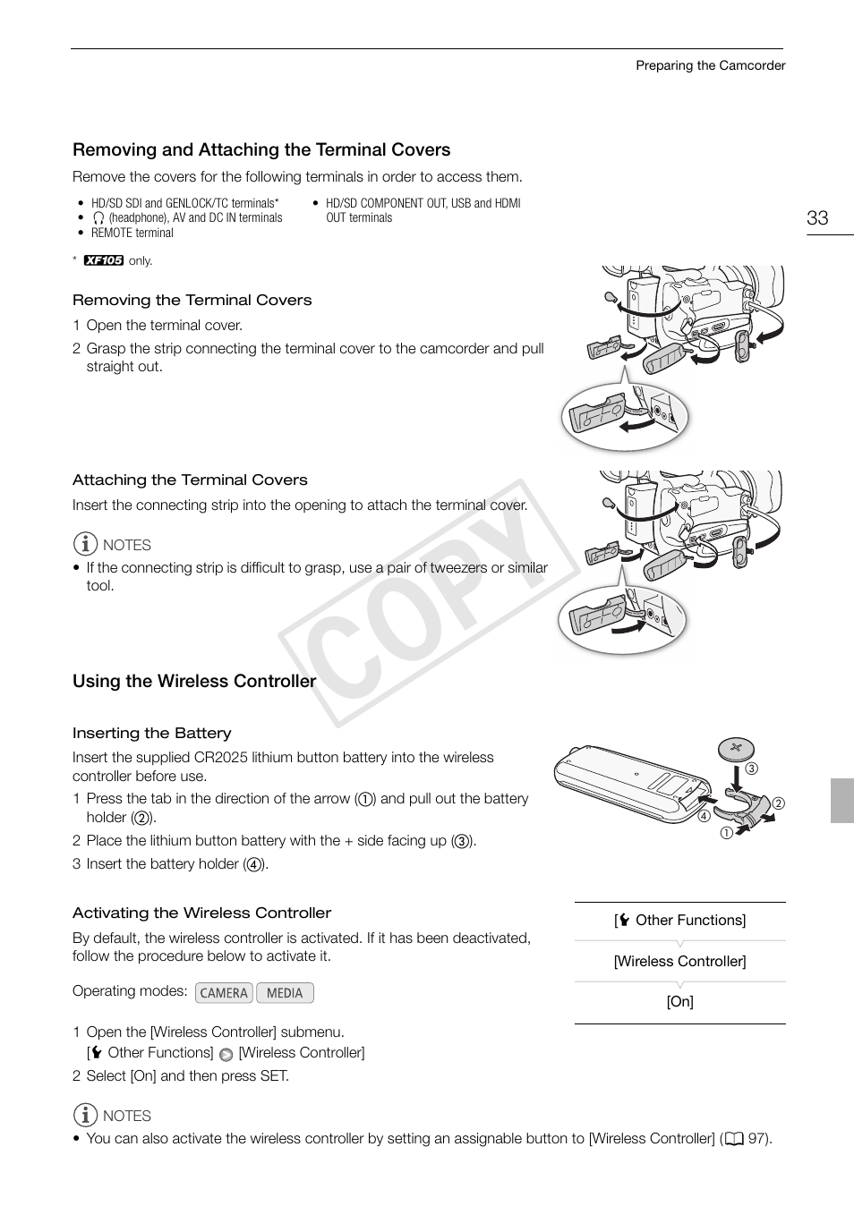 Cop y | Canon XF105 User Manual | Page 33 / 186