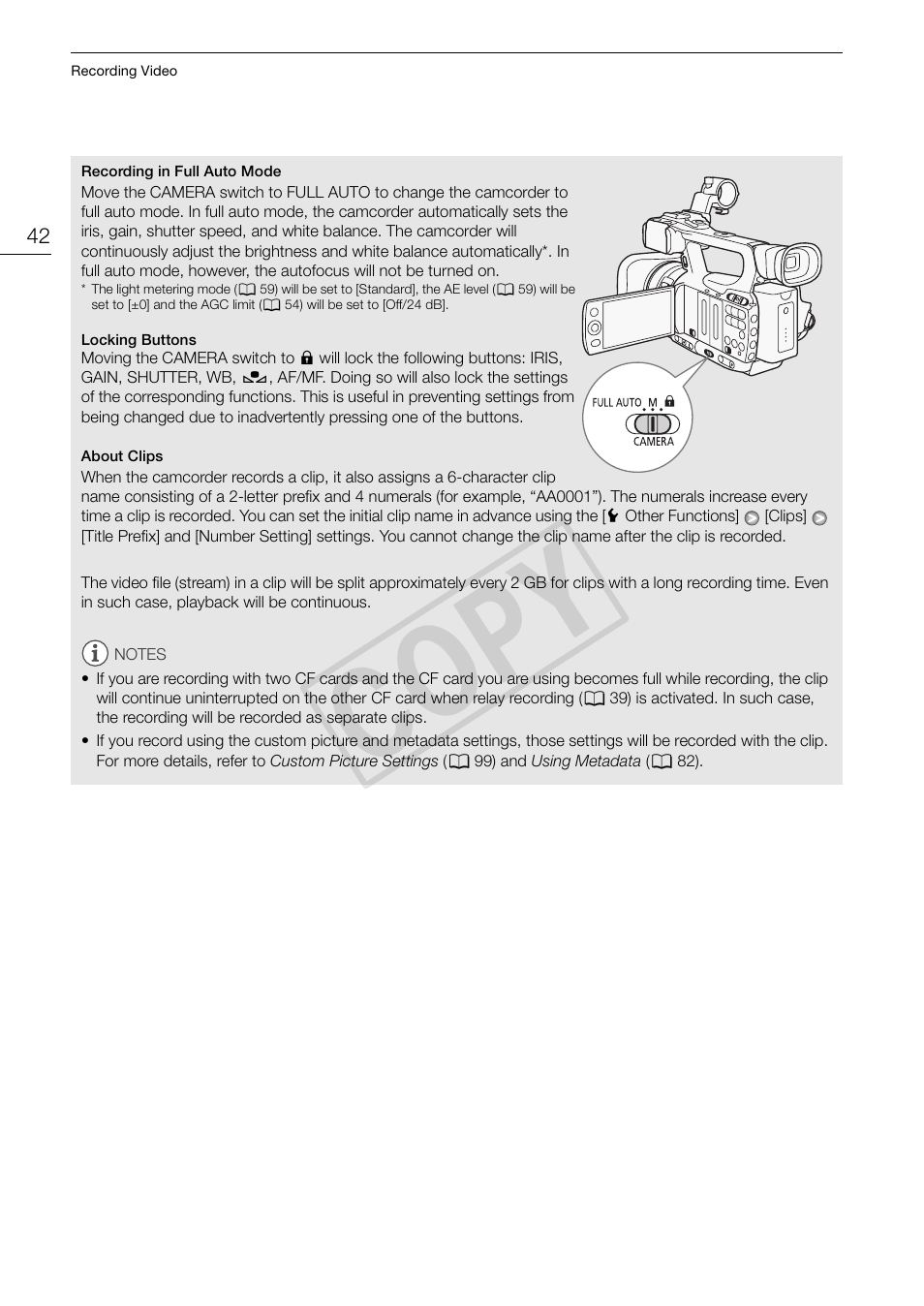Cop y | Canon XF105 User Manual | Page 42 / 186