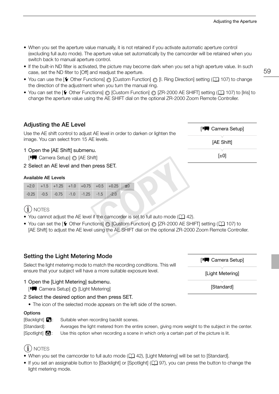 59) wi, Cop y | Canon XF105 User Manual | Page 59 / 186