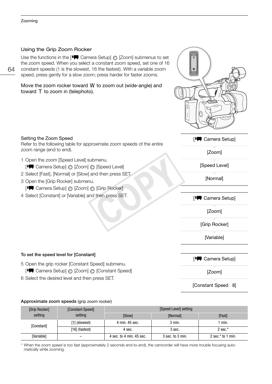 Cop y | Canon XF105 User Manual | Page 64 / 186