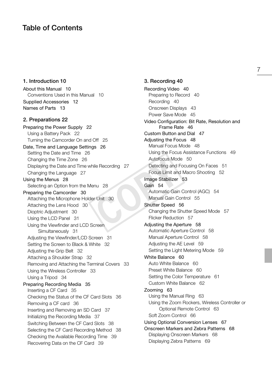 Canon XF105 User Manual | Page 7 / 186