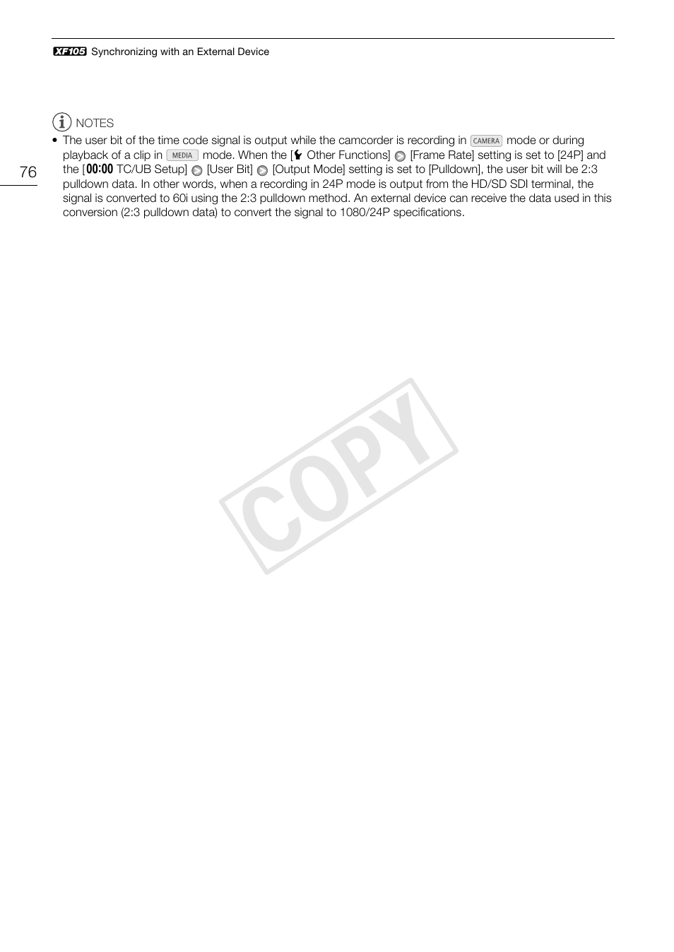 Cop y | Canon XF105 User Manual | Page 76 / 186