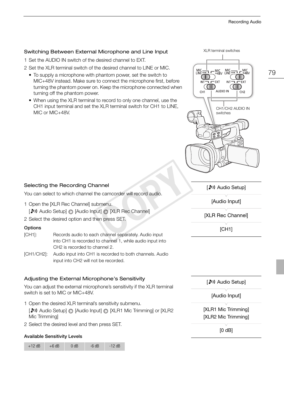 Cop y | Canon XF105 User Manual | Page 79 / 186