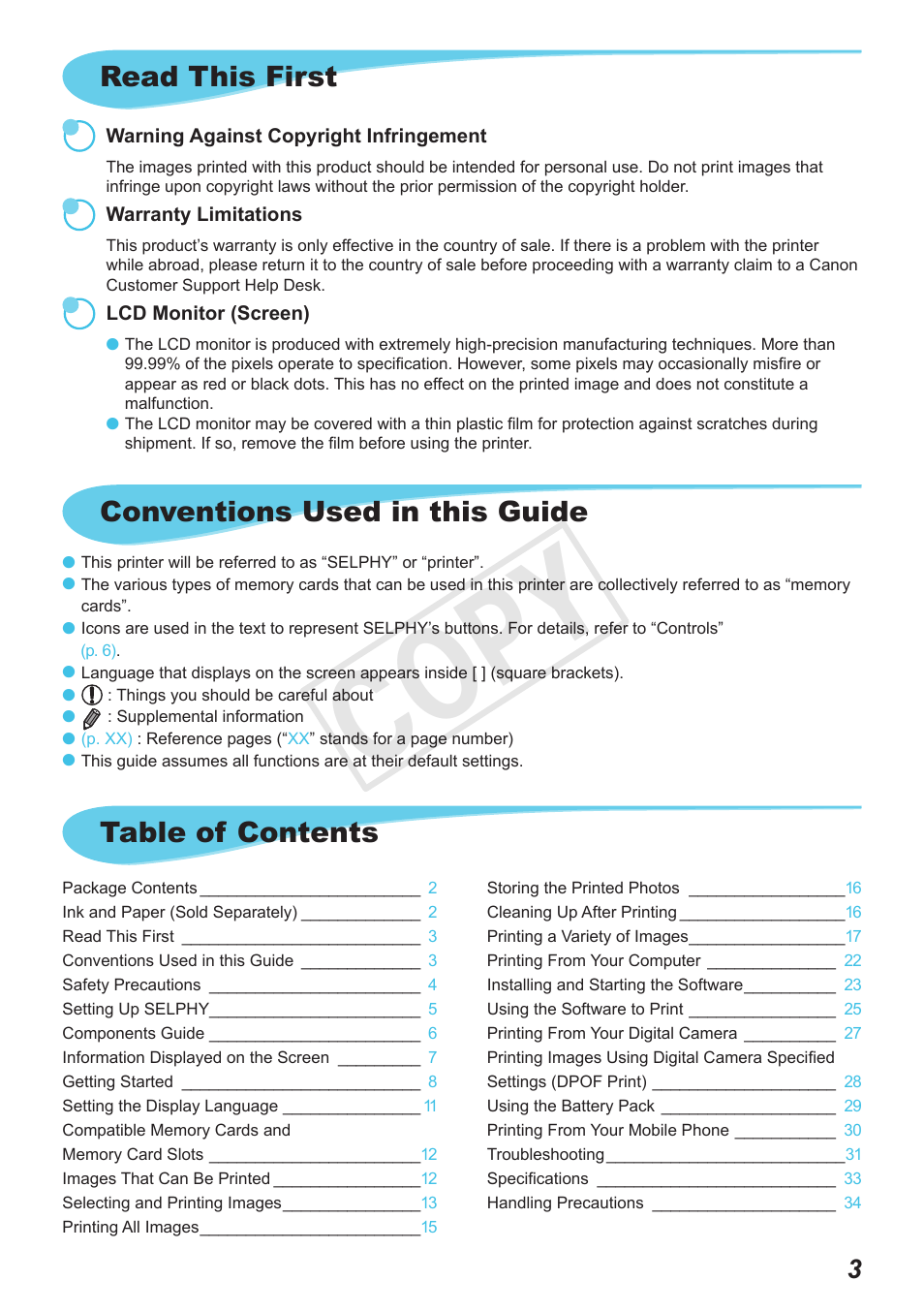 Canon SELPHY CP800 Black User Manual | Page 4 / 73
