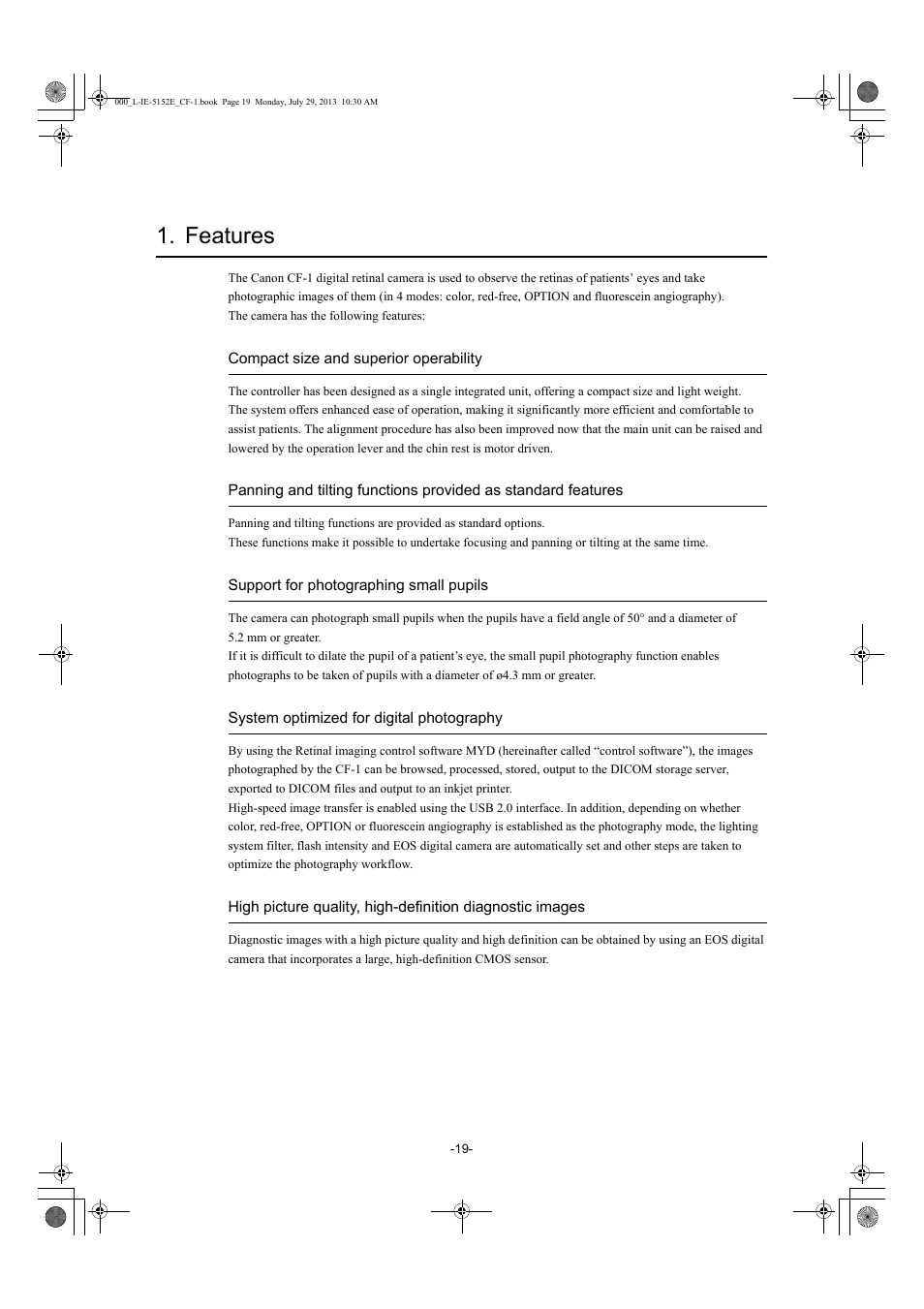 Features | Canon CF-1 User Manual | Page 19 / 64