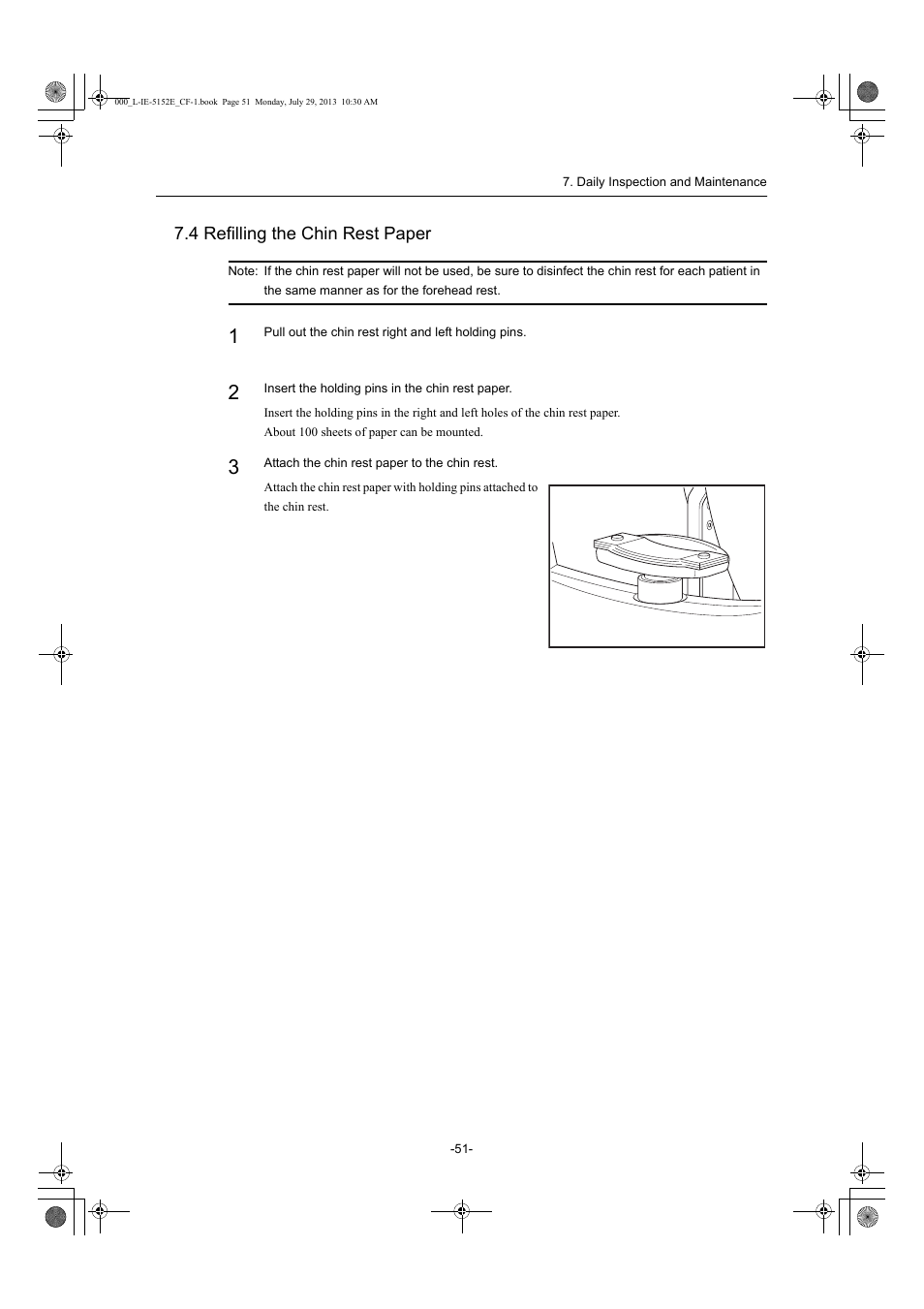 4 refilling the chin rest paper | Canon CF-1 User Manual | Page 51 / 64