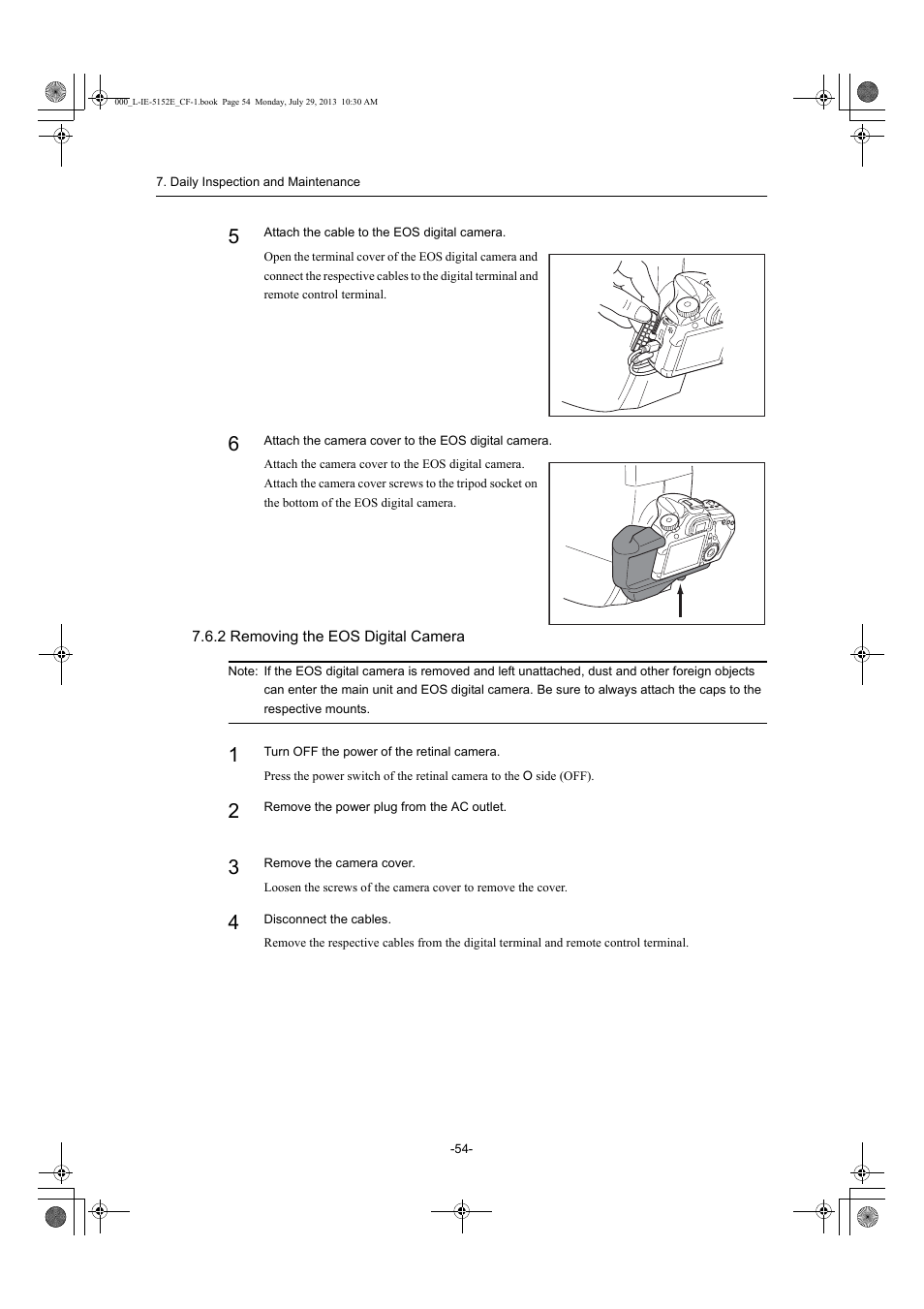 2 removing the eos digital camera | Canon CF-1 User Manual | Page 54 / 64