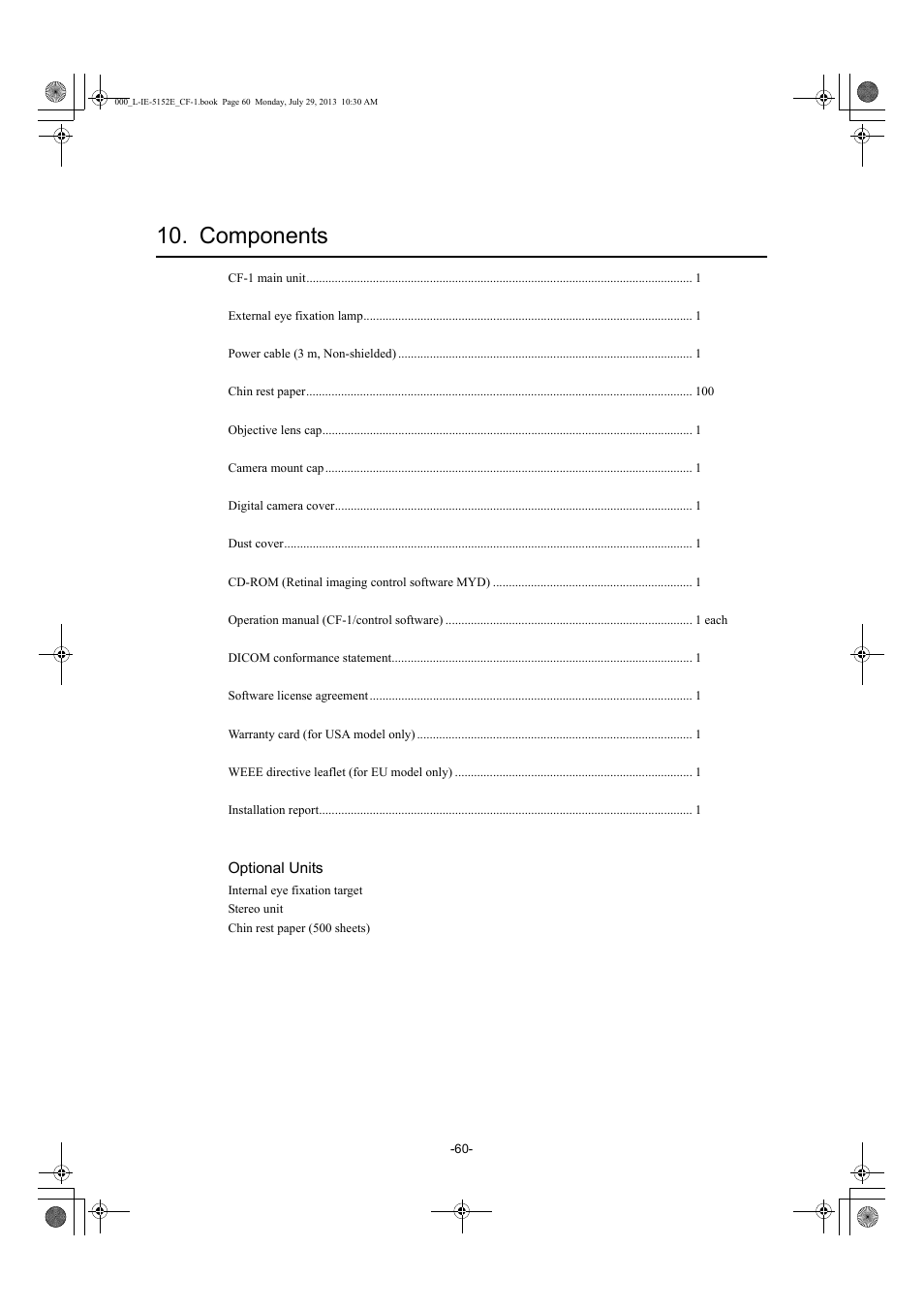 Components | Canon CF-1 User Manual | Page 60 / 64