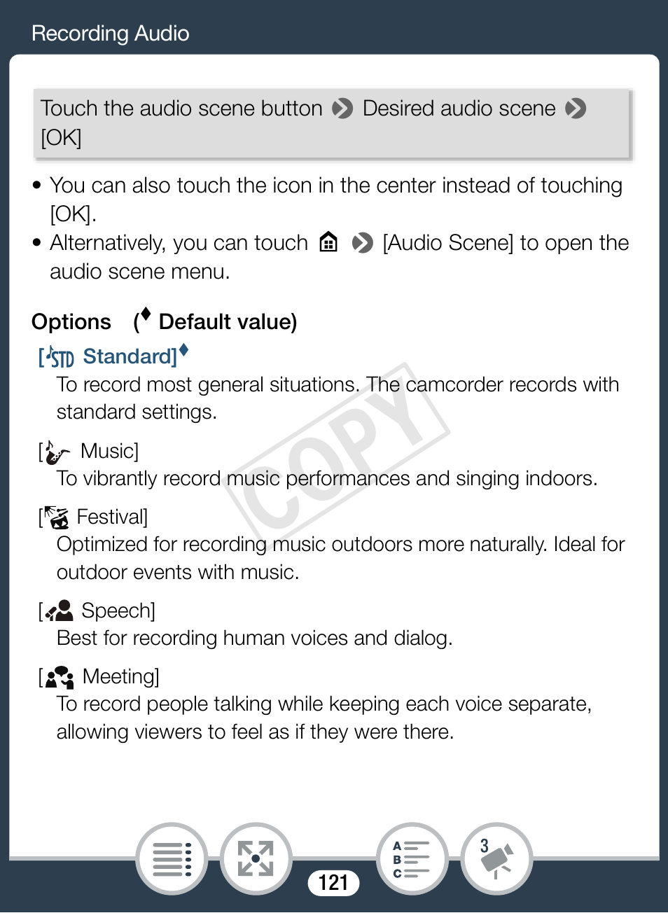 Cop y | Canon VIXIA mini X User Manual | Page 121 / 310