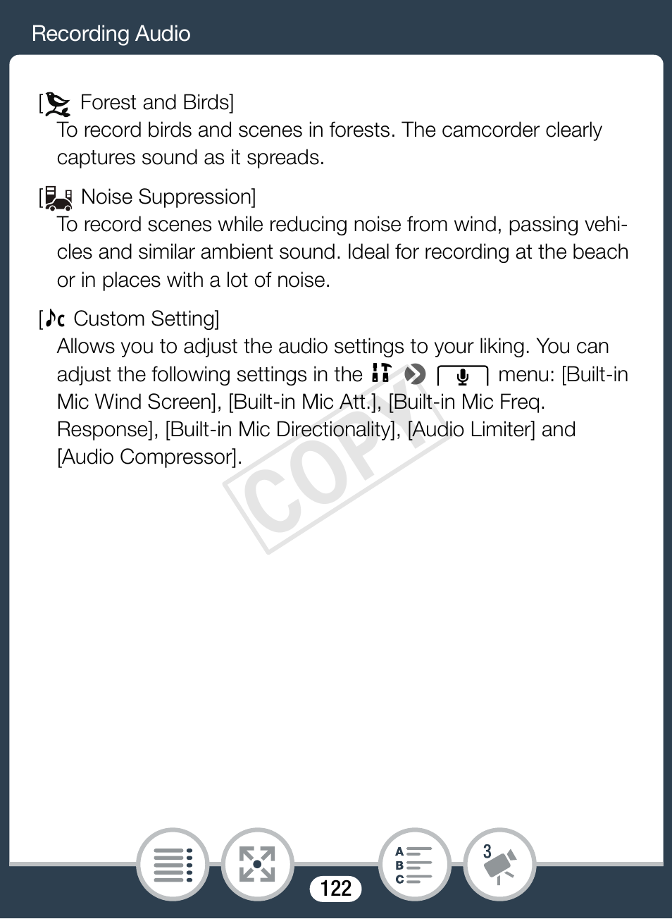 Cop y | Canon VIXIA mini X User Manual | Page 122 / 310
