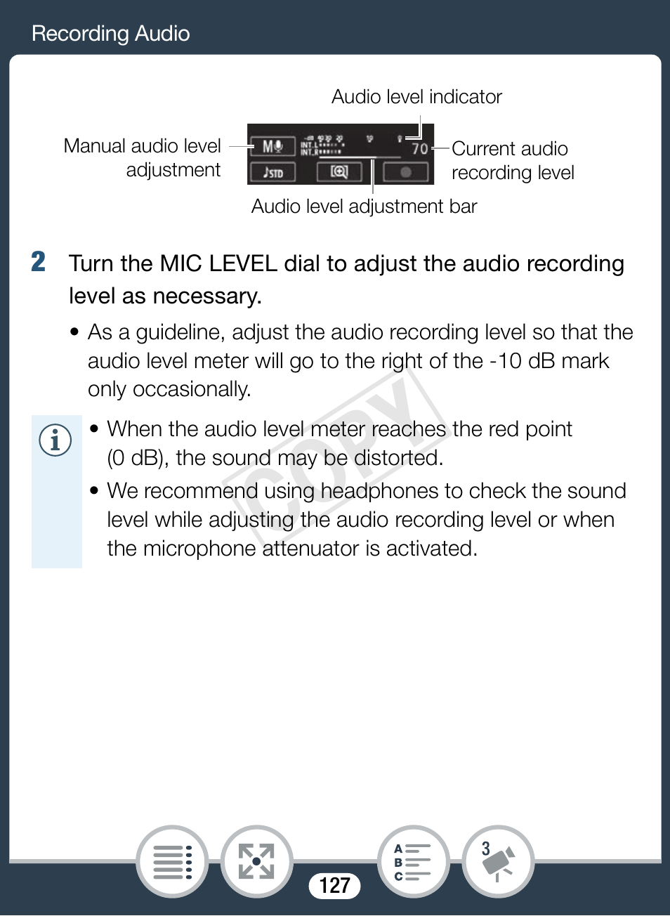 Cop y | Canon VIXIA mini X User Manual | Page 127 / 310