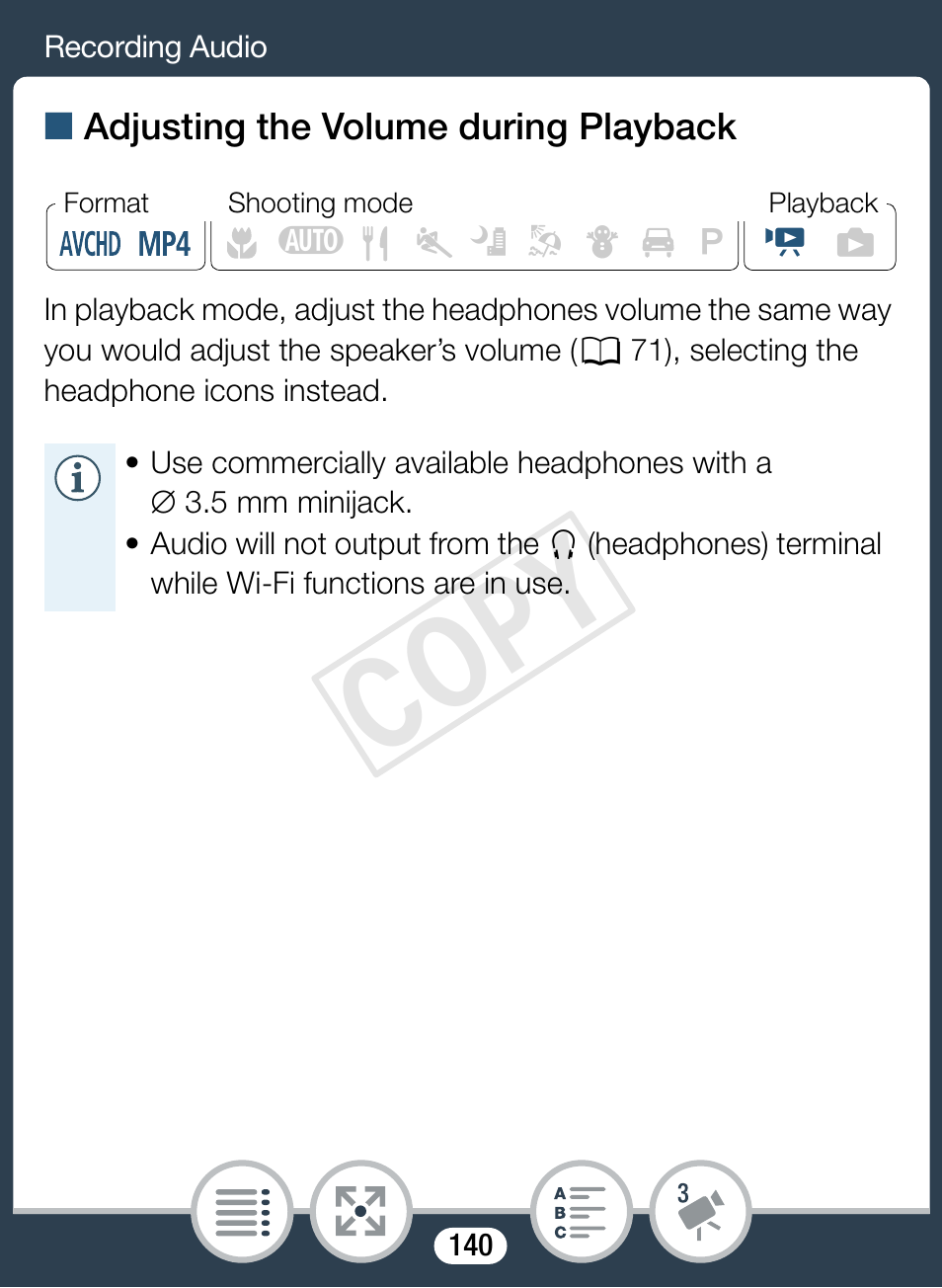 Cop y | Canon VIXIA mini X User Manual | Page 140 / 310