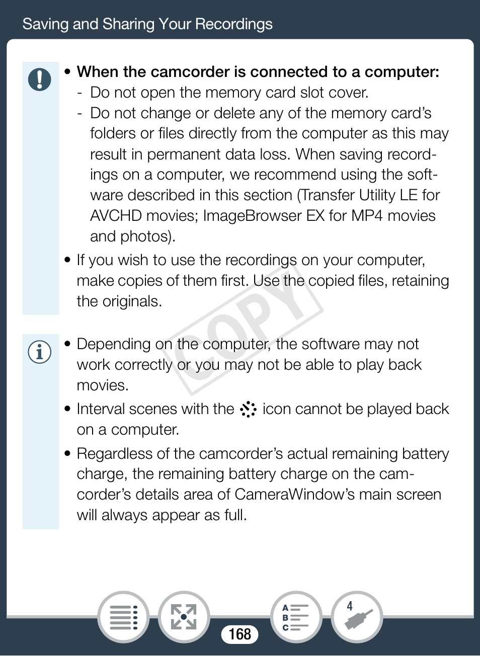 Cop y | Canon VIXIA mini X User Manual | Page 168 / 310