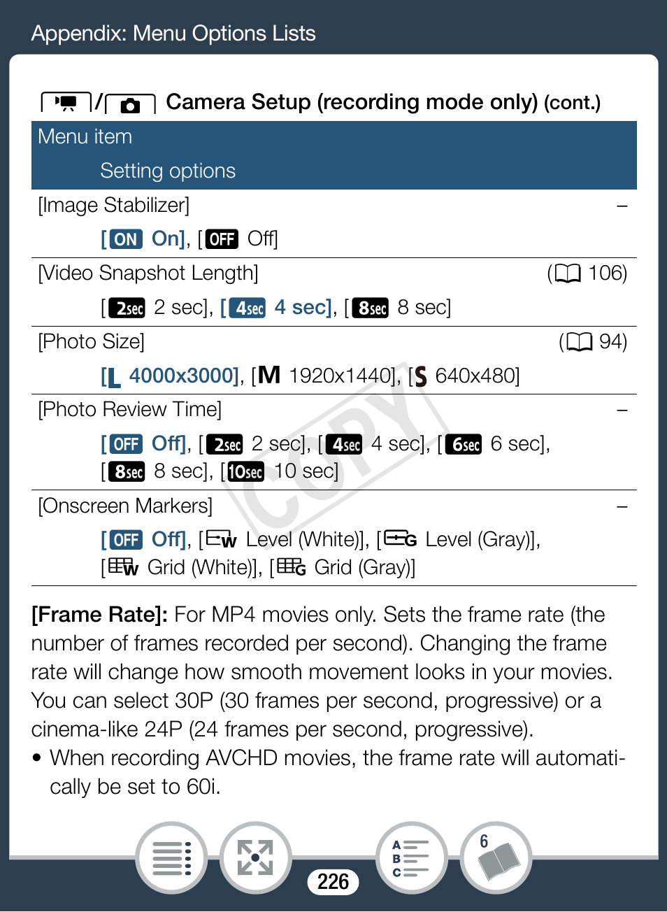 Cop y | Canon VIXIA mini X User Manual | Page 226 / 310