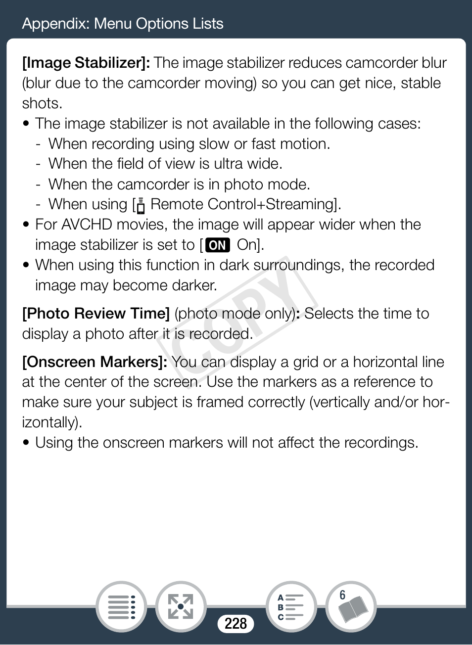 Cop y | Canon VIXIA mini X User Manual | Page 228 / 310