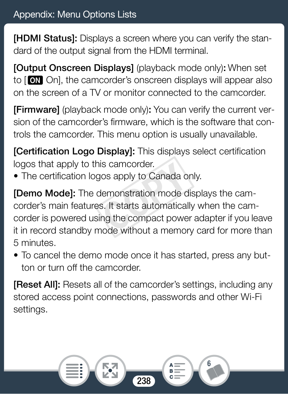 Cop y | Canon VIXIA mini X User Manual | Page 238 / 310