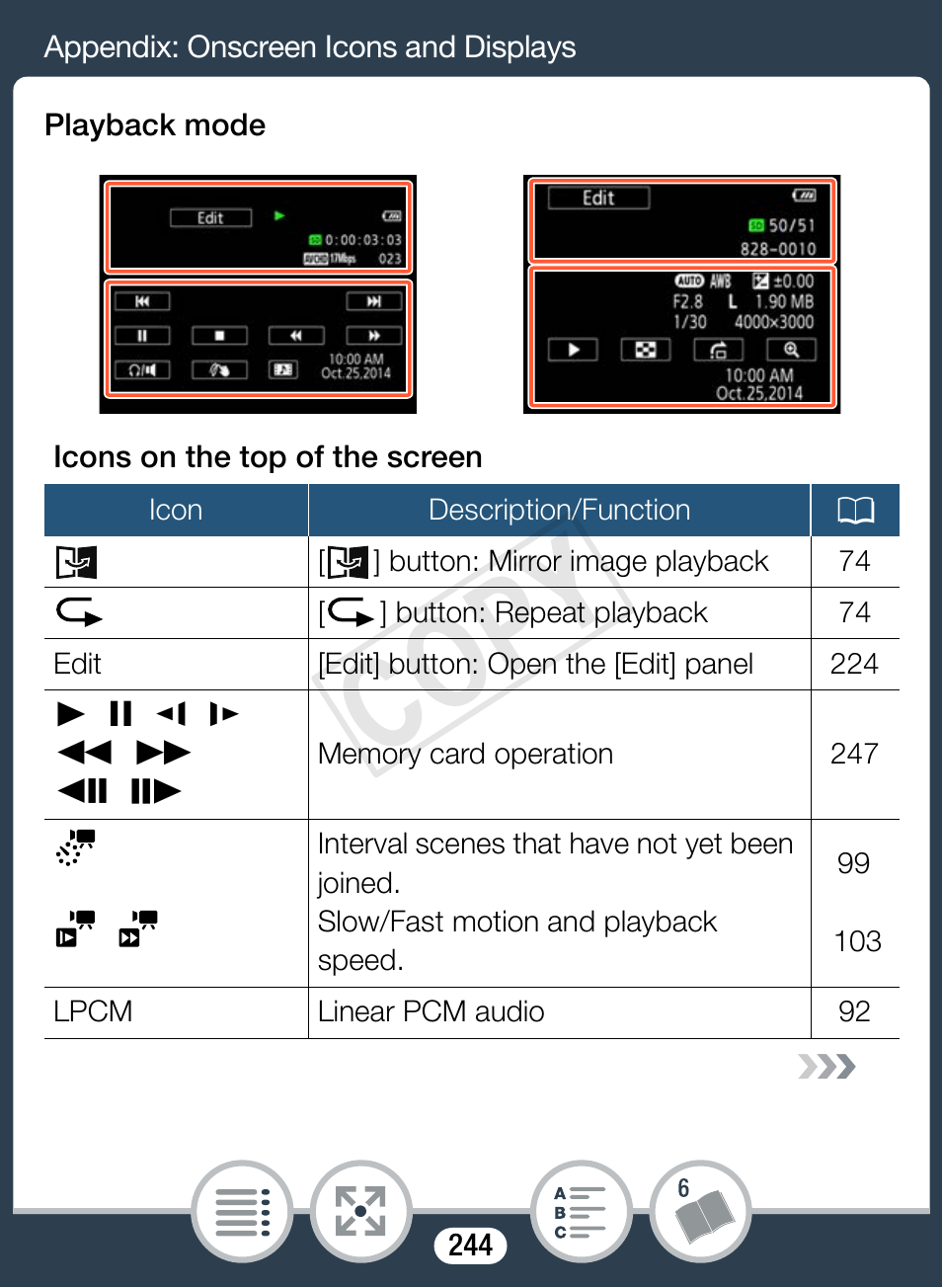 Cop y | Canon VIXIA mini X User Manual | Page 244 / 310