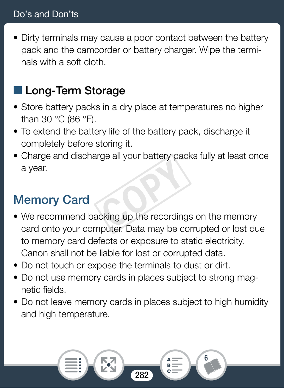Memory card, Cop y | Canon VIXIA mini X User Manual | Page 282 / 310