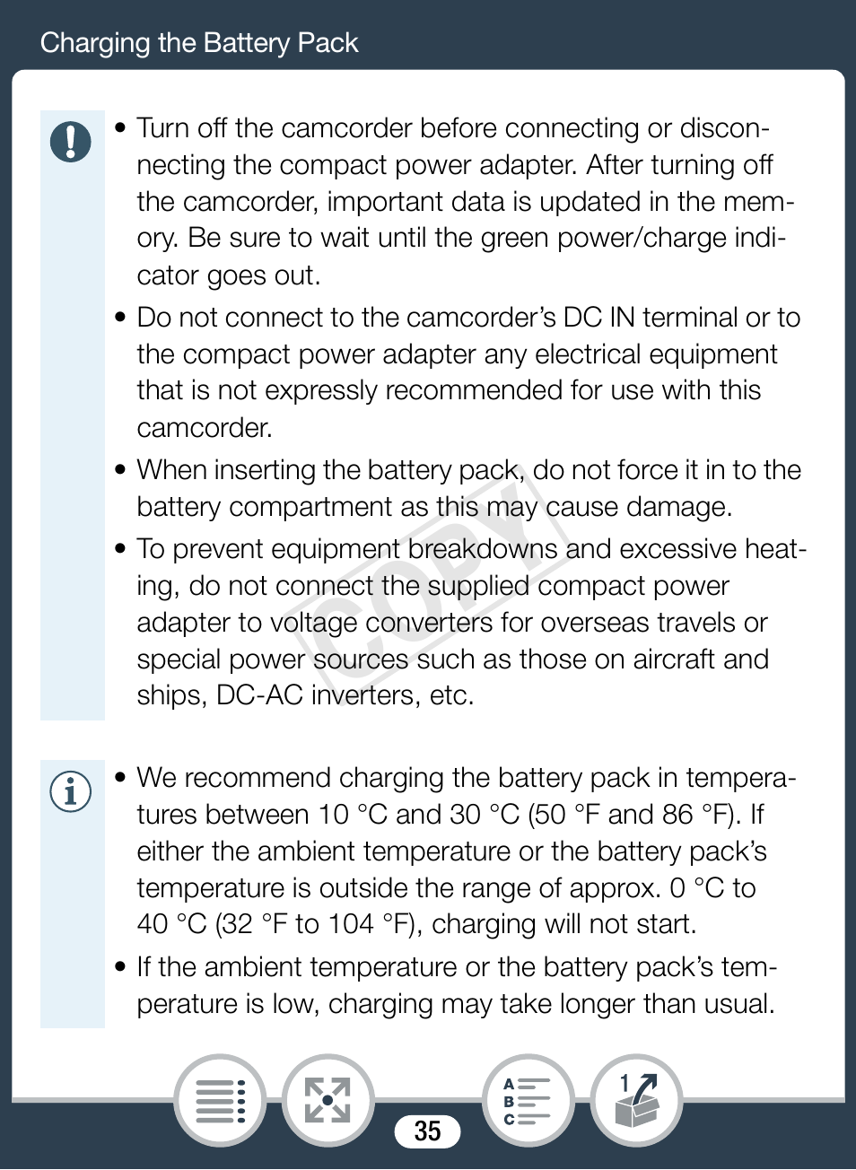 Cop y | Canon VIXIA mini X User Manual | Page 35 / 310